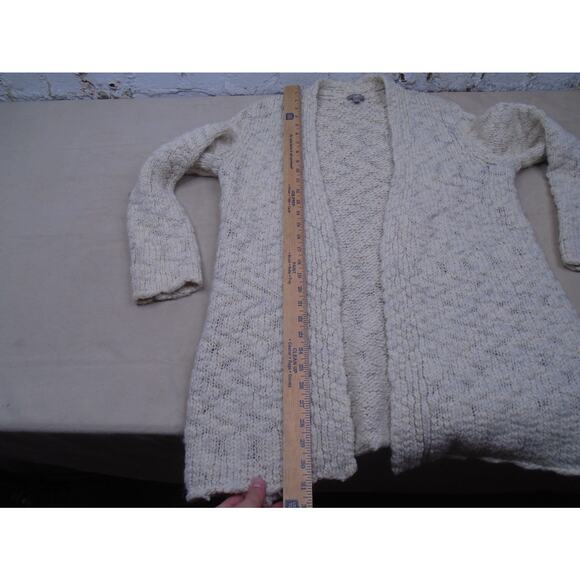 Womens J Jill Open Front Chunky Knit Sweater Cardigan Biege Wool Blend Size S - Picture 5 of 9